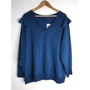 Torrid Blue Teal Light Ruffle Long Sleeve Knit Top Women's Size 3 New